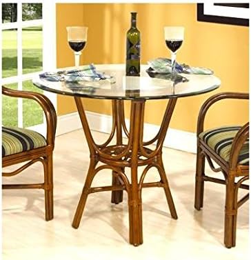 Moroccan Rattan Bistro Table w Glass in Urban Mahogany