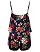 Floral Sleeveless Spaghetti Strap Overlay Romper Navy M