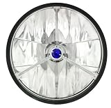 51KZSF8QiAL. SL160  Adjure T70403 7 Wave Cut Blue Dot Tri Bar Motorcycle Headlight with H4 Bulb Reviews