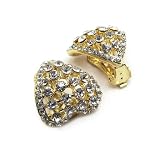 Sparkling Clear Crystal Heart Gold Clip On Earrings Fashion Jewelry