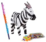 Zebra Pinata Kit - Includes Pinata, 2Lb Filler and Buster Stick