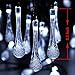 [21ft 30 Led] Garden Solar Outdoor Lights\ Fairy Water Drop Outdoor Lighting Lamp, 8 Mode (Steady, Flash), Waterproof, Decoration for Patio, Lawn, Fence, Yard, Christmas, Tree, Party (White)