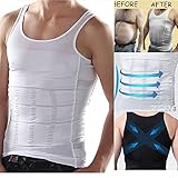F.Dorla MENS SLIMMING BODY SLIM CHEST TUMMY SHAPER VEST UNDER SHIRT WAIST BACK SUPPORT (White, XXL)
