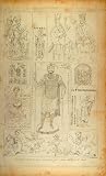1845 Antique Engraving Knight Greek Latin Manuscript - Original Copper Engraving