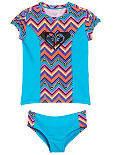 Roxy Big Girls Rash Guard Set,Turquoise,10