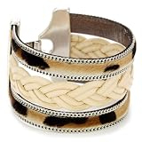 Streets Ahead Multi-Strand Leopard Print with Silver-Tone Chain and Braid Cuff Bracelet