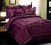 8pc Cal King Dark Purple Color Satin Comforter Set