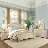 Rococo Queen Panel Bed In Creamy Finish by Standard Furniture
