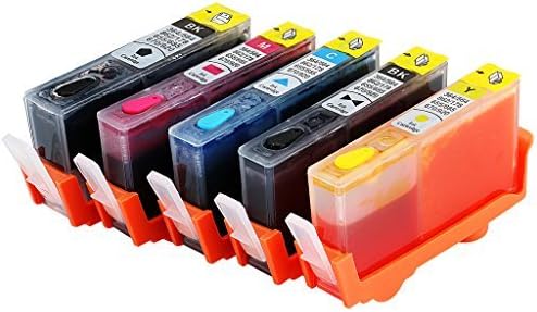 FEMEL 5 Pack Refillable Ink Cartridges for HP 564 564xl Photosmart 7510 7515 7520 C309a C309g C309n C310a C410a C510a C6340 C6350 C6380 D5445 D5460 D7560 B8550 Pro B8850
