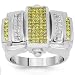 14K White Gold Mens Diamond Pinky Ring with Yellow Diamonds 2.07 Ctw 14K White Gold Mens Diamond Pinky Ring with Yellow Diamonds 2.07 Ctw