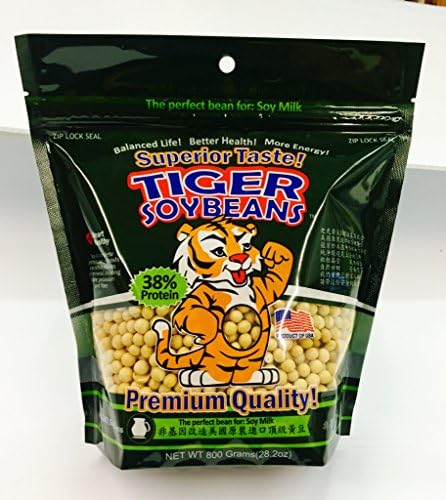 (12 Pack) Tiger Soybeans Premium Quality NON GMO Soybeans - Best Tasting Soy for Soy Milk, Tofu and Roasted Soybeans! Farm Fresh, Grown in the Midwestern United States