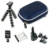 rooCASE 6n1 Essential Bundle EVA Hard Shell Memory Foam (Dark Blue) Case / Kingston 8GB Micro SD Memory Card / Flexible Tripod / Dual USB Wall and Car Charger / KLIC-7004 Li-Ion Battery for Kodak Zx3 PlaySport Camcorder
