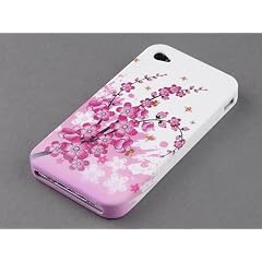 Tinxi Qualit�t Wei� Und Rosa Blumen Muster Silikon Gel Schutzh�lle F�r Apple iPhone 4S / 4 Mit Displayschutz