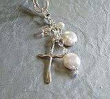 Freshwater Pearl & Sterling Silver Cross Charm Dangle