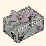 Rectangular Pink butterfly trinket box