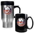 New York Islanders NHL Stainless Steel Travel Mug & Black Ceramic Mug Set - Primary Logo by Great American Products