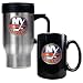 New York Islanders NHL Stainless Steel Travel Mug & Black Ceramic Mug Set - Primary Logo by Great American Products