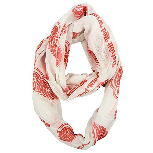 NHL Detroit Red Wings Sheer Infinity Scarf, One Size, White