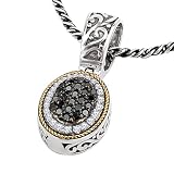 925 Silver, Black & White Diamond Oval Pendant with 18k Gold Accents (0.67ctw)