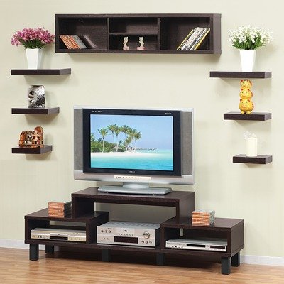 Somer Hanging Shelves and Cabinet in Red Cocoa