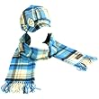 Winter Plaid Ribbon Bow Newsboy Cabbie Hat Softer Than Cashmere Scarf Turquoise