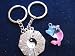 KBF52008 Split Yin Yang keychain with a cute hand painted dorphin- Gift for couples