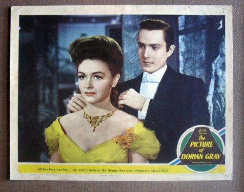 DR35 Portrait Of Dorian Gray HURD HATFIELD Lobby Card.  Here's a terrific PORTRAIT lobby card from the original release of THE PICTURE OF DORIAN GRAY featuring a great image of HURD HATFIELD and DONNA REED.    Lobby card is in EXCELLENT- condition. Some pinholes, no stains, no tears.