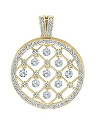 14K Yellow Gold Diamond Dashing Diamonds Pendant With 18 Inch Rope Chain