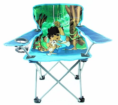 The Go Diego Go! Folding Beach Lawn Camp Kids Chair Chaise Blue/Green