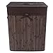 Songmics Folding Laundry Basket With Lid Bamboo Hampers Dirty Clothes Storage Rectangular Dark Brown ULCB63K
