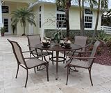 Chub Cay Patio 5 Piece Slatted Table and Arm Chair Set