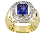 14K Two-Tone Gold Man's Tanzanite and Diamond Ring