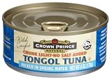 Crown Prince Natural Chunk Light Tongol Tuna in Spring Water (No Salt Added), 6-Ounce Cans (Pack of 24)