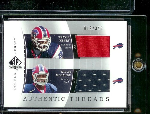 2003 SP Authentic Willis McGahee / Travis Henry Authentic Threads Double Jersey 19/345 Buffalo Bills Football Card - Mint Condition - Shipped In Protective Display Case