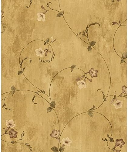 TGSIK Olivia Series Wallpaper Non-Woven textured Wallcoverings Beautiful Red Ipomoea Nil Flowers Pattern Design European Elegant Decorative Wall Paper Rolls for living room, bedroom walls , 20.86 by 393.7 inches Yellowish Grey Color