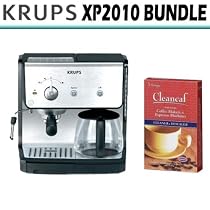 Krups XP2010 Combination 10 Cup Coffee and Espresso Machine w/ Urnex Cleancaf Coffee Machine Cleaner and Decalcifier