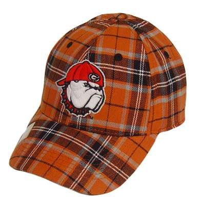 NCAA FLEX FIT HAT CAP GEORGIA BULLDOGS ORANGE PLAID