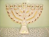 Porcelain Hanukkah Menorah Floral Wisp Design