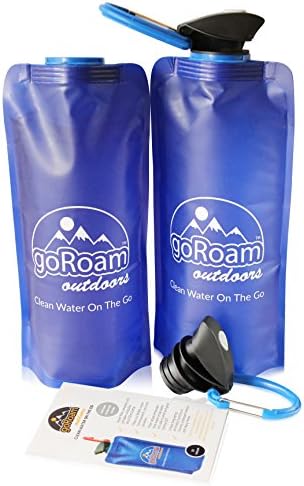 GoRoam Outdoors Collapsible Water Bottle with Carabiner. Perfect for Camping, Hiking, Exercise, Sports, Fitness and Travel (Set of 2)