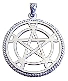 Sterling Silver Pentacle Pentagram Crescent Moon Pendant Wicca Wiccan Jewelry Amulet
