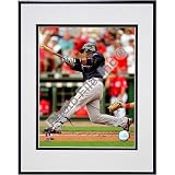 Photo FIle Atlanta Braves Yunel Escobar 2008 Batting Action - Matted 8x10 Photo in Aluminum Frame