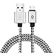 Micro USB Cable,[2-Pack] 6''ft/2m Premium Durable Nylon Braided Tangle-Free High Speed Data Sync Charger Cord with Aluminum Heads for Android Samsung HTC Motorola LG Sony BlackBerry and More (Silver)