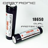 Orbtronic Two 18650 Protected 2900mAh Li-ion Rechargeable Batteries Button Top with PCB - NEW Dual Protection Version Panasonic 2900mAh cell inside