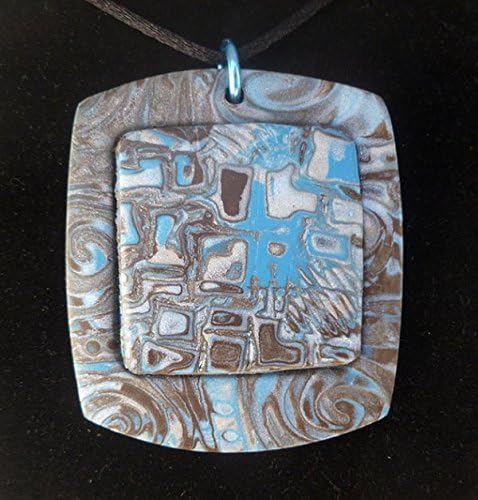 Ultra lightweight blue, silver and black Mokume Gane neckace