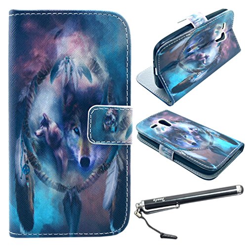 Moto G Case, Motorola Moto G (1st Gen.) Case, Speedtek Wolf Pattern Premium PU Leather Wallet Flip Protective Skin Case with Magnetic Closure for Motorola Moto G (1st Gen. 2013) (Built-in Credit Card/ID Card Slot)