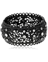 Betsey Johnson "Black Lace Skulls" Lace Stretch Bangle Bracelet, 7.5"