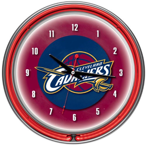 NEW Cleveland Cavaliers NBA Chrome Double Ring Neon Clock (Game Room Products)