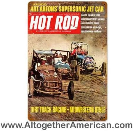 Hot Rod Magazine Dirt Track (Aug. 1968) Vintage Metal Sign