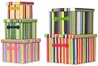 Bright Cotton Fabric Covered Nested Boxes with Leatherette Handles Large=13"x13"x13" Set of 6