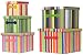 Bright Cotton Fabric Covered Nested Boxes with Leatherette Handles Large=13"x13"x13" Set of 6